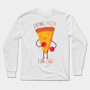 Eating Pizza For Two | Smiley Pizza Slice Long Sleeve T-Shirt